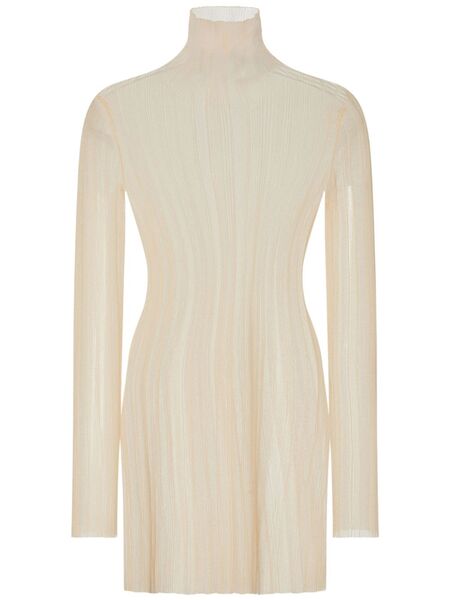  Rosetta Getty Sheer Plissé Dress - Neutrals 