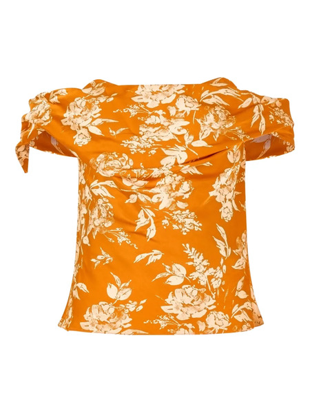  Rosie Assoulin Can't Bare It Off-shoulder Printed Top - Orange 