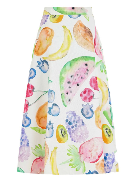  Rosie Assoulin Fruit-print Midi Skirt - White 