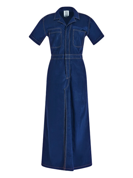  Rosie Assoulin Janitoress Ridged Split Dress - Blue 