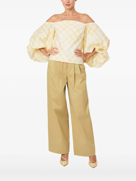  Rosie Assoulin Off-shoulder Plaid Top - Yellow 