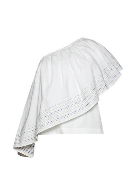  Rosie Assoulin One-shoulder Embroidered Top - White 