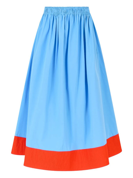  Rosie Assoulin Shirred Poplin Midi Skirt - Blue 