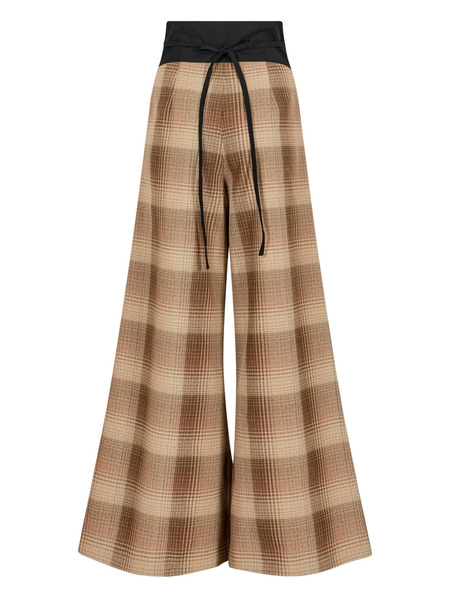  Rosie Assoulin Tie-plaid Palazzo Trousers - Brown 