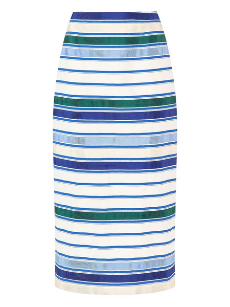  Rosie Assoulin Triped Classic Pencil Skirt - Blue 