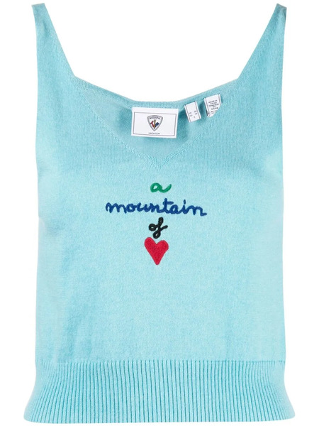  Rossignol Embroidered-logo Knitted Crop-top - Blue 