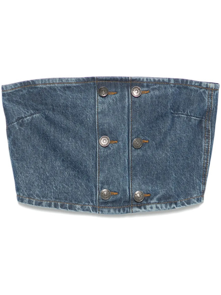  Rotate Birger Christensen Button-detail Denim Top - Blue 