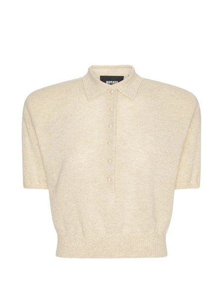  Rotate Birger Christensen Button-up Polo Top - Neutrals 