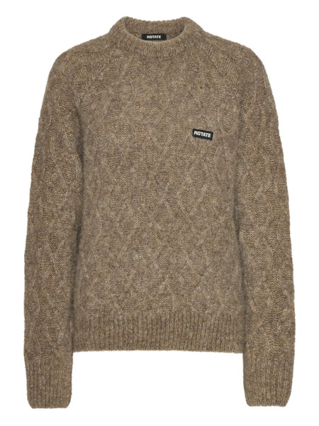 Rotate Birger Christensen Cable-knit Crew-neck Sweater - Brown 