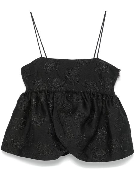  Rotate Birger Christensen Cloqué-effect Draped-detailing Top - Black 