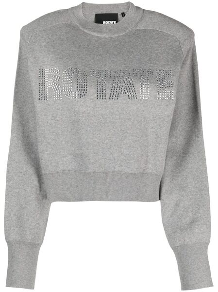  Rotate Birger Christensen Firm Embellished Organic Cotton Sweatshirt - Grey 