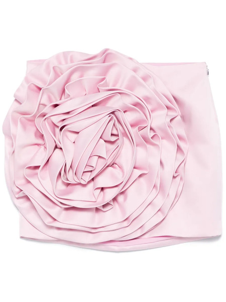  Rotate Birger Christensen Floral-appliqué Satin Mini Skirt - Pink 