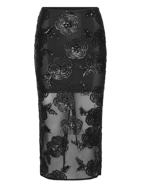  Rotate Birger Christensen Floral-embellishment Midi Skirt - Black 