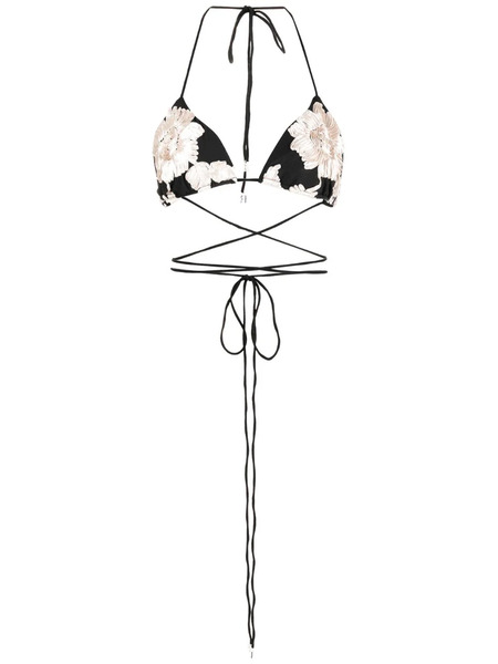  Rotate Birger Christensen Floral-embroidered Halterneck Bra Top - Neutrals 
