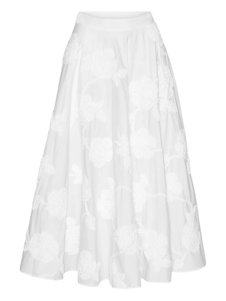 Rotate Birger Christensen Floral-embroidered Midi Skirt - White 
