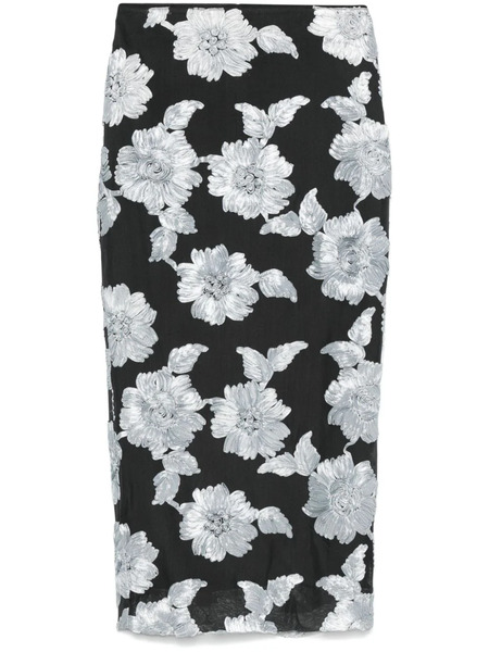  Rotate Birger Christensen Floral-mesh Pencil Skirt - Black 