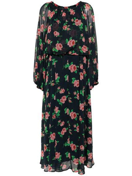 Rotate Birger Christensen Floral-print Chiffon Maxi Dress - Blue 