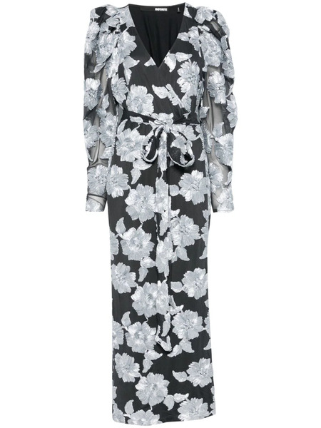  Rotate Birger Christensen Flower Mesh Maxi Dress - Grey 