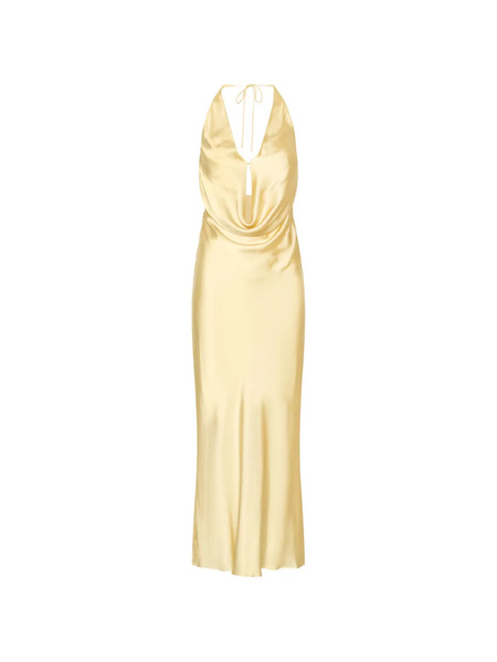  Rotate Birger Christensen Halter Chiffon Maxi Dress - Neutrals 