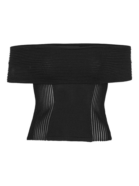  Rotate Birger Christensen Knitted Off-shoulder Top - Black 