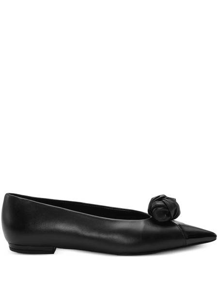  Rotate Birger Christensen Knot-appliqué Leather Ballet Flats - Black 