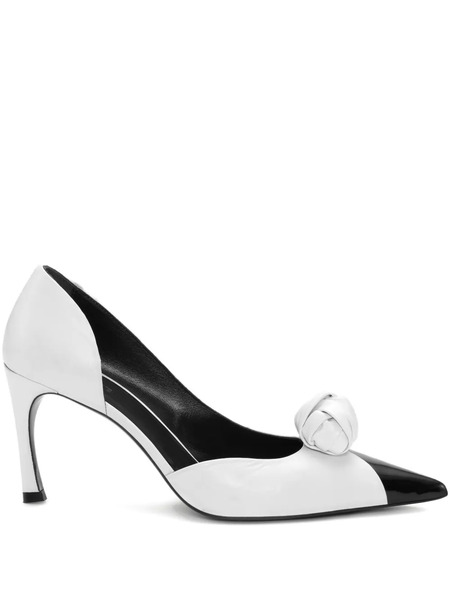  Rotate Birger Christensen Knot-appliqué Leather Pumps - White 