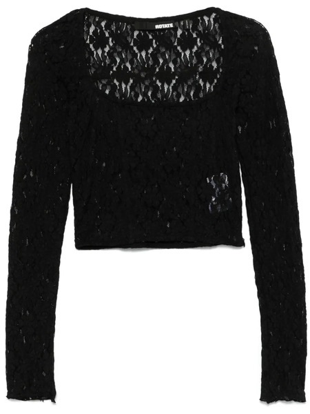  Rotate Birger Christensen Lace Long-sleeve Top - Black 