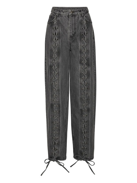  Rotate Birger Christensen Laced-leg Cotton Pants - Grey 