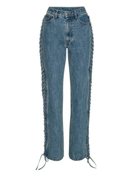  Rotate Birger Christensen Laced Straight Leg Jeans - Blue 