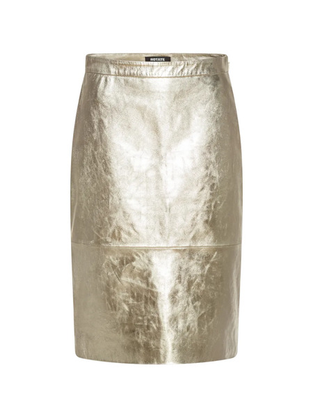  Rotate Birger Christensen Leather Midi Skirt - Gold 