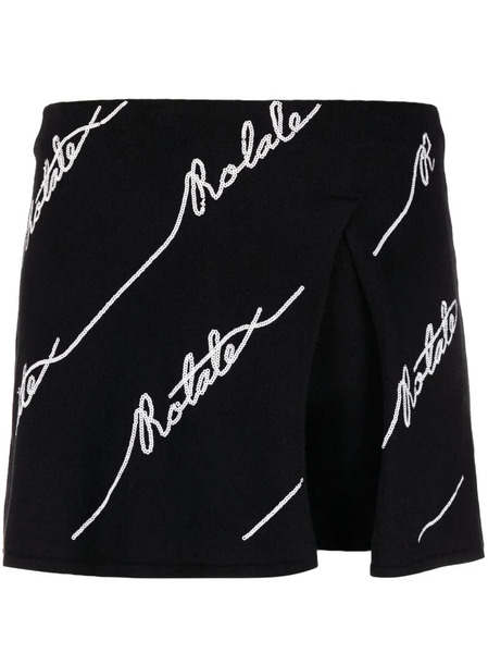  Rotate Birger Christensen Logo-embellished Knitted Miniskirt - Black 