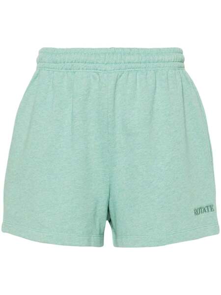  Rotate Birger Christensen Logo-embroidered Mélange Shorts - Green 