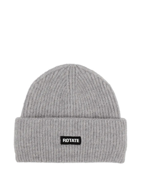  Rotate Birger Christensen Logo-patch Beanie Hat - Grey 