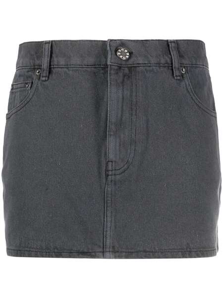  Rotate Birger Christensen Logo-patch Denim Skirt - Grey 