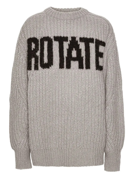  Rotate Birger Christensen Logo Ribbed-knit Sweater - Grey 