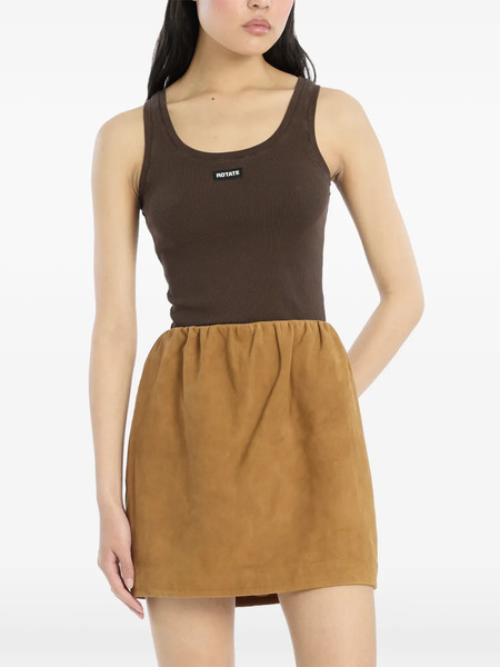  Rotate Birger Christensen Logo Ribbed Top - Brown 