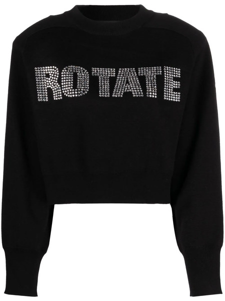  Rotate Birger Christensen Long Sleeves Cropped Sweatshirt - Black 