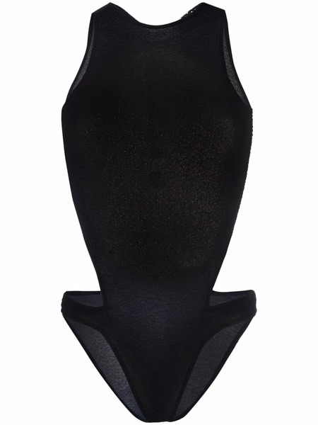  Rotate Birger Christensen Molly Semi-sheer Bodysuit - Blue 