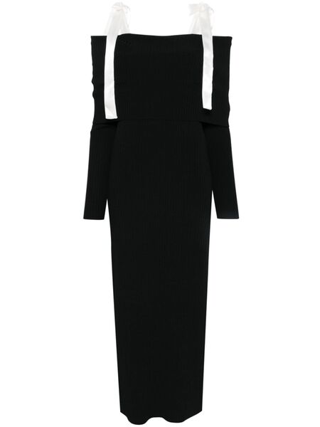  Rotate Birger Christensen Off-shoulder Knitted Maxi Dress - Black 