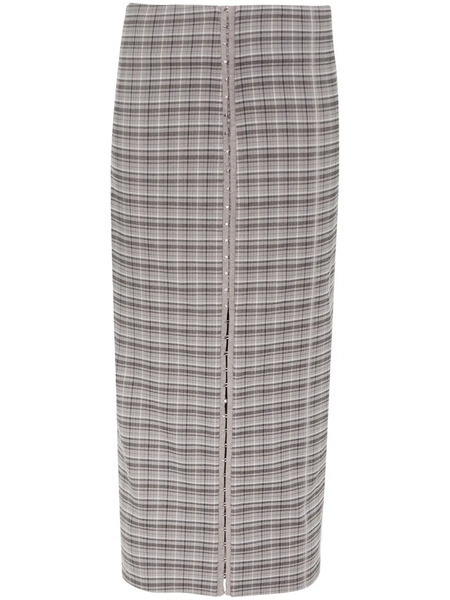  Rotate Birger Christensen Palmer Checked Midi Skirt - Grey 