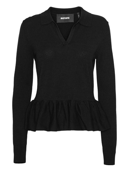  Rotate Birger Christensen Peplum Knit Top - Black 