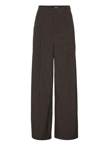  Rotate Birger Christensen Pinstripe Wide-leg Trousers - Brown 
