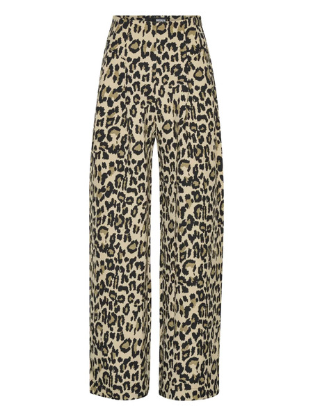  Rotate Birger Christensen Pleated Leopard-print Trousers - Brown 