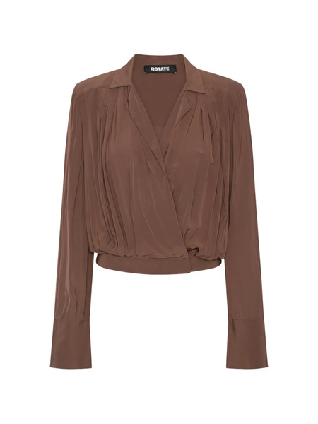  Rotate Birger Christensen Pleated Long-sleeve Blouse - Brown 