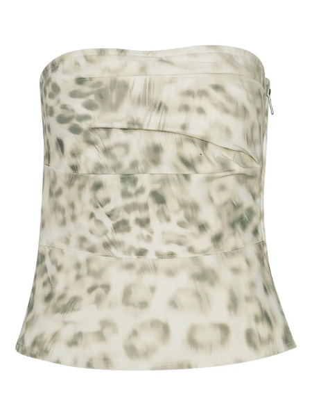  Rotate Birger Christensen Printed Denim Top - Neutrals 