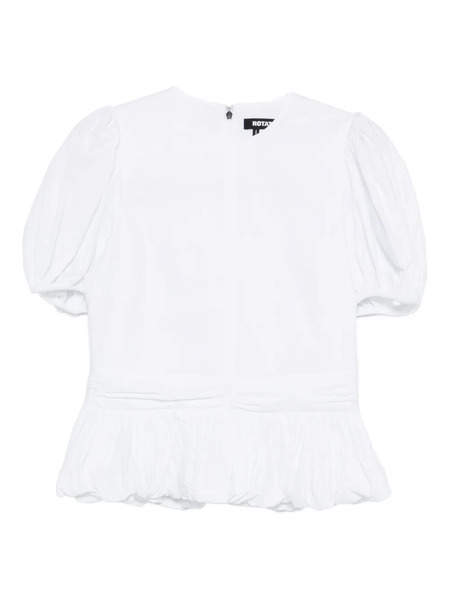  Rotate Birger Christensen Puff-sleeves Peplum Top - White 
