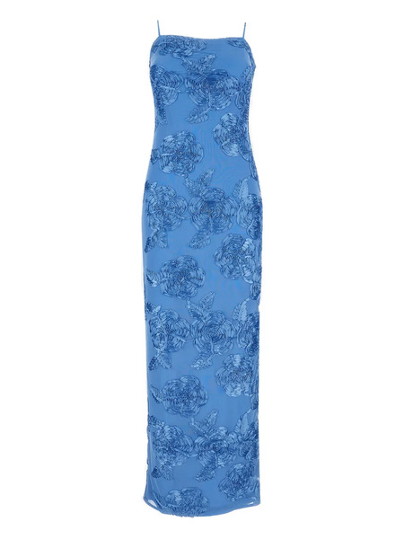  Rotate Birger Christensen Raised-floral Strap Maxi Dress - Blue 