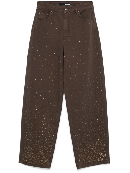  Rotate Birger Christensen Rhinestone-embellished Wide-leg Jeans - Brown 