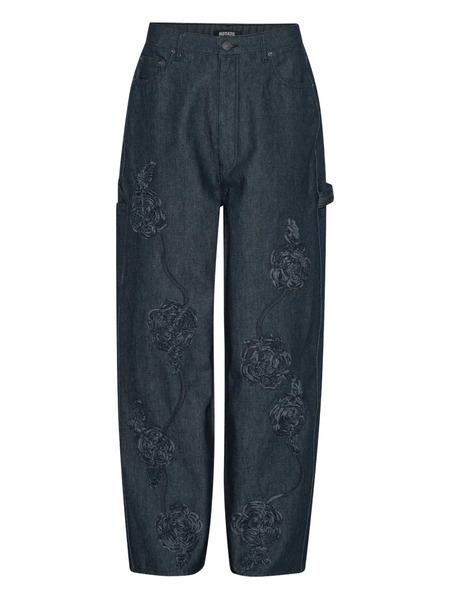  Rotate Birger Christensen Rose-embroidery Five-pocket Jeans - Blue 