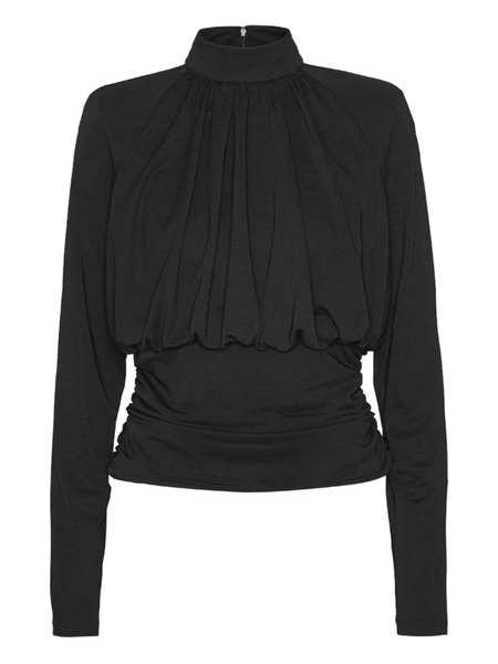  Rotate Birger Christensen Ruched High-neck Top - Black 